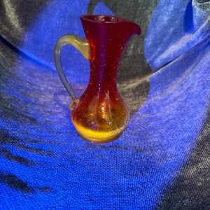 Vintage amberina crackle small pitcher